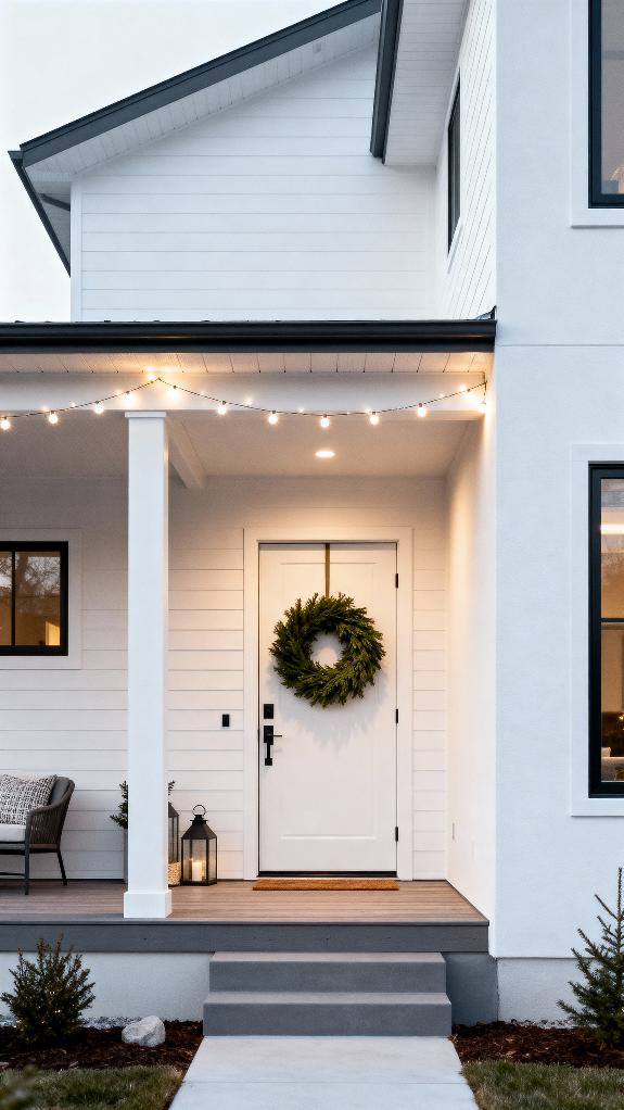 minimalist porch with lights