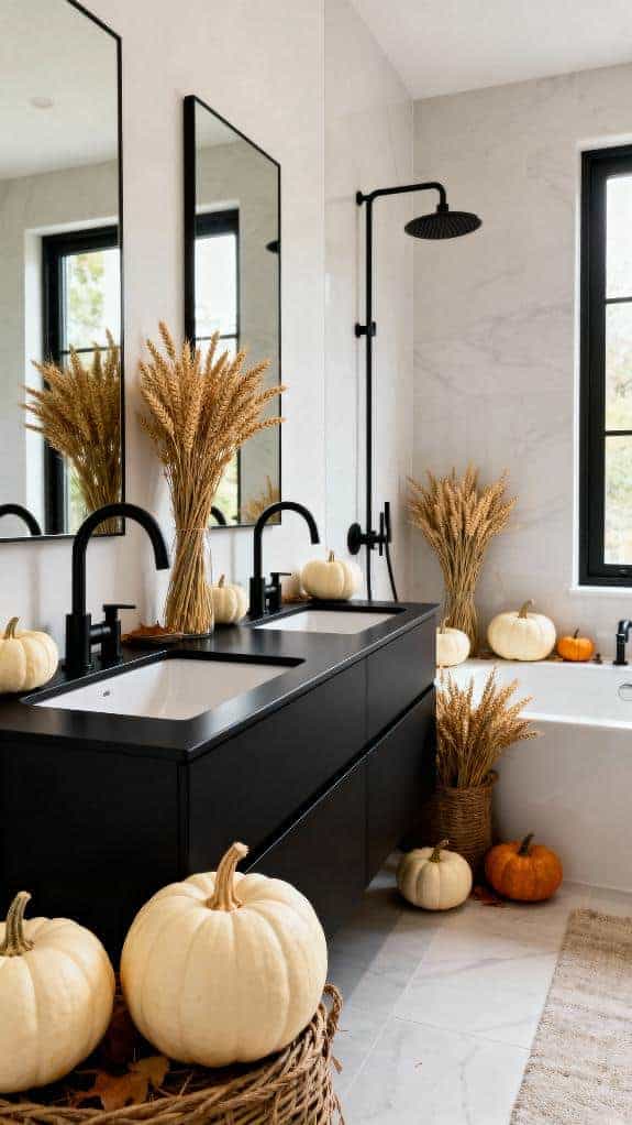 modern cozy autumn bathroom