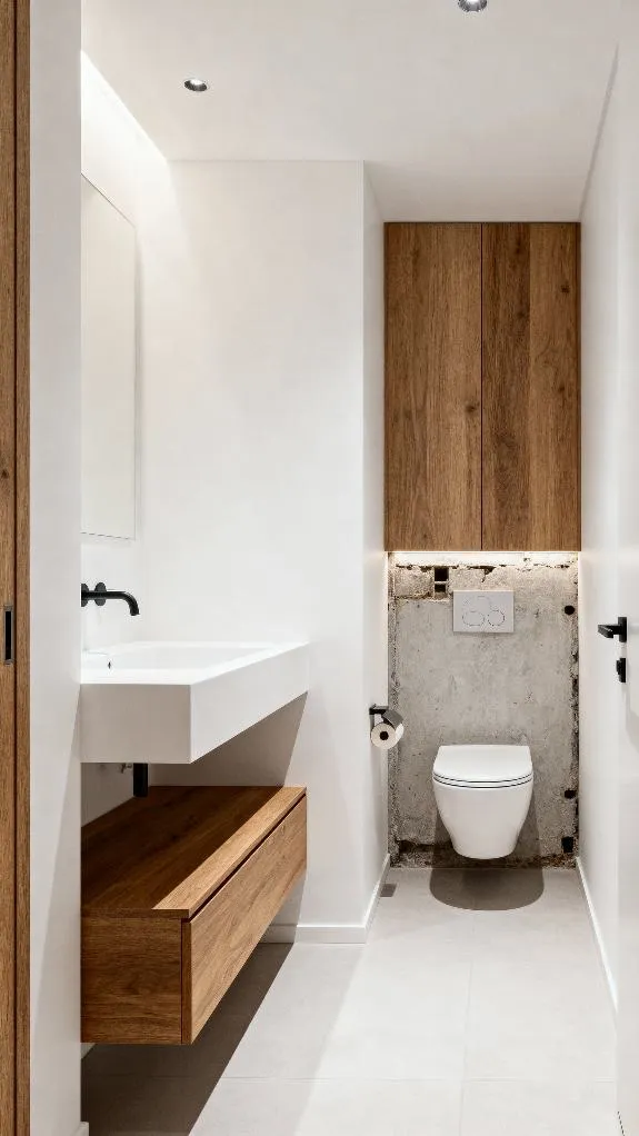 modern white wood bathroom