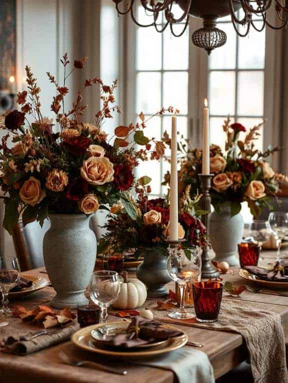 muted floral stone vases
