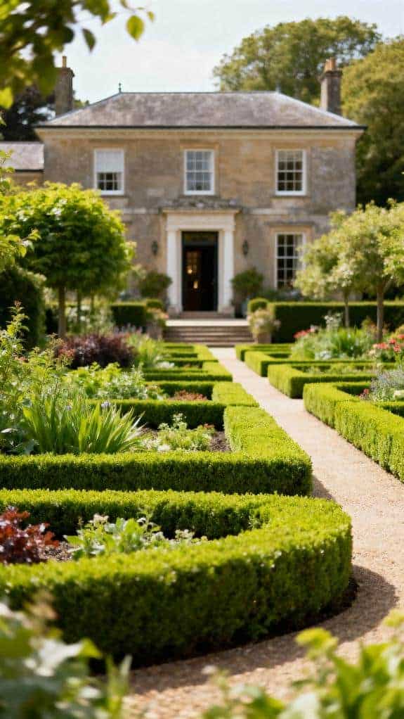 neat parterre with boxwoods