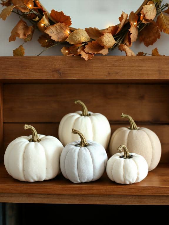 neutral fabric pumpkin decor
