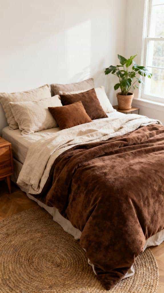 oatmeal and chocolate bedding