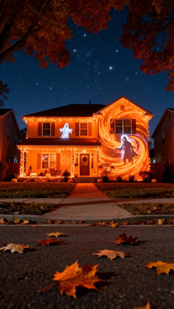 orange lights and projections