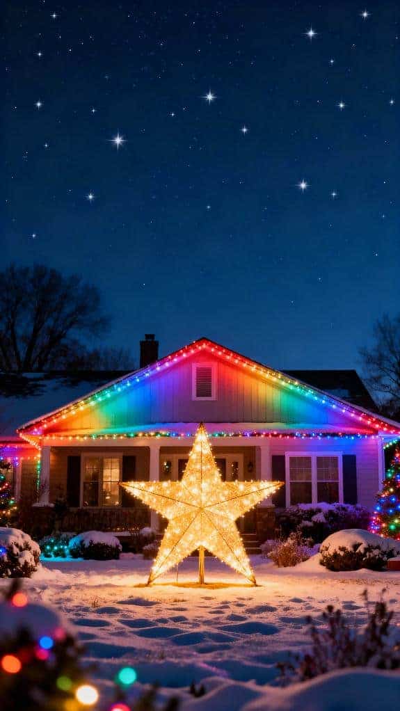 rainbow lights and star