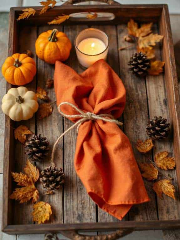 rust colored napkins with twine