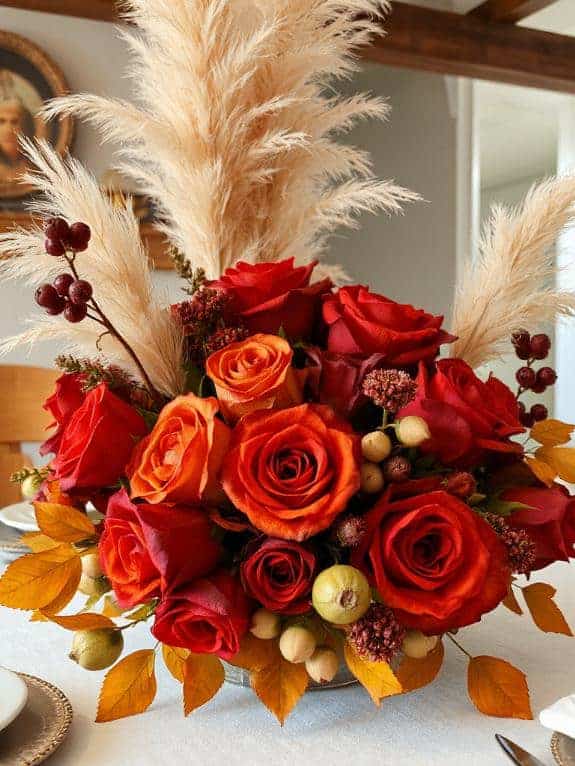 rust colored roses arrangement