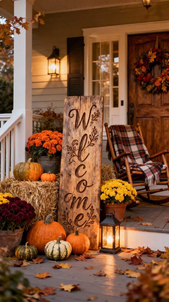 rustic autumn welcome sign