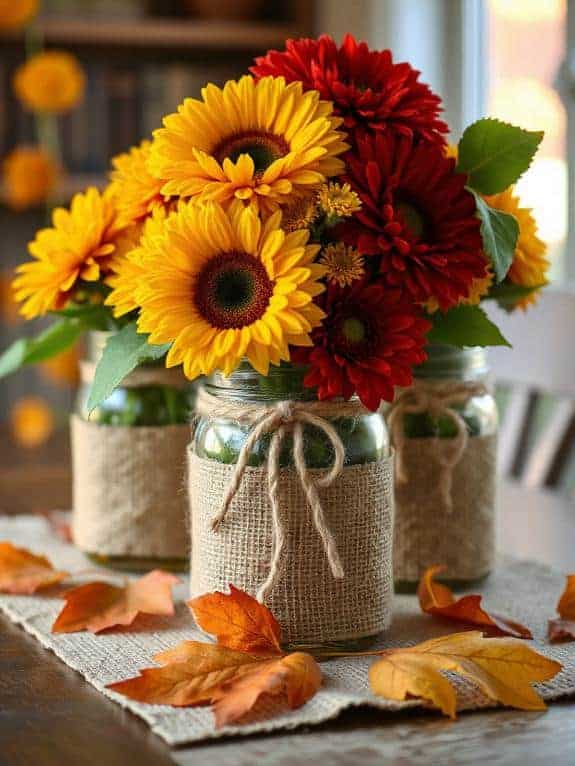 rustic mason jar bouquets