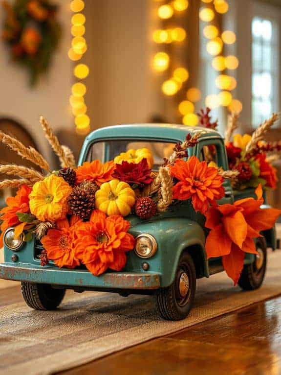 rustic truck with fall florals