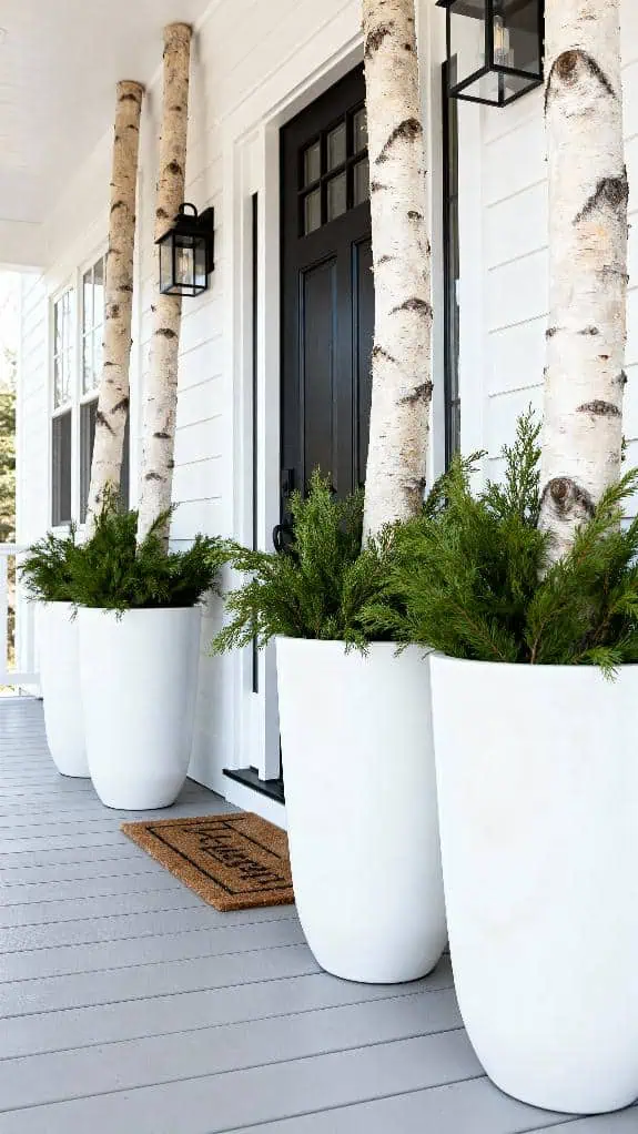 sleek white pots arrangement