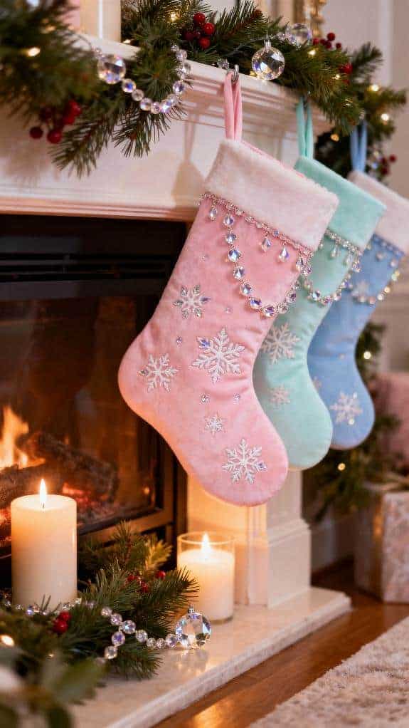 soft pink embroidered stocking