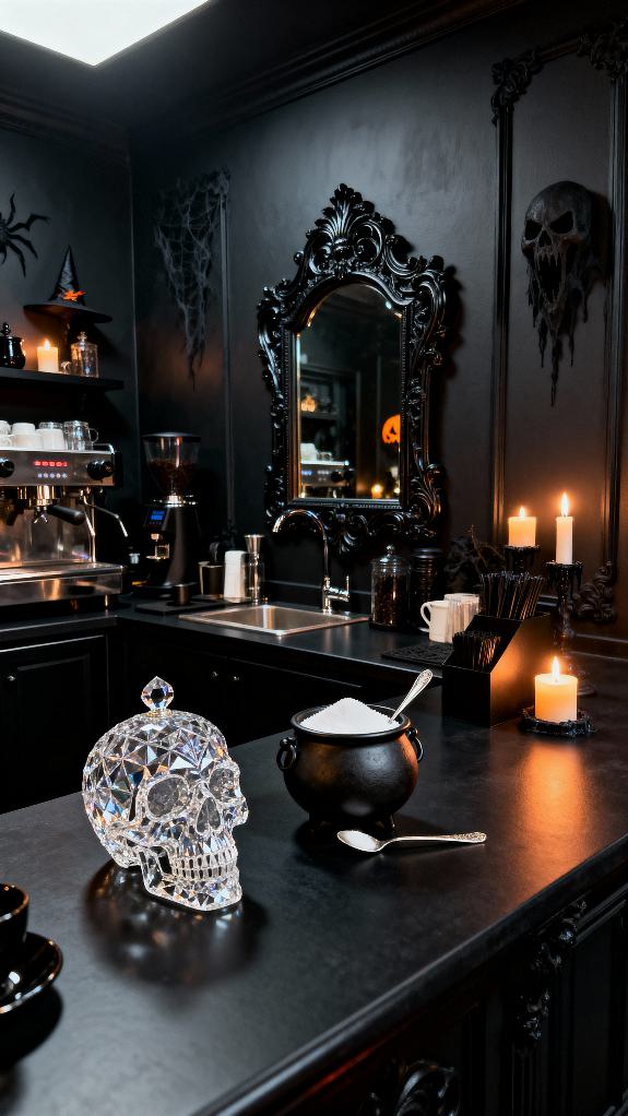 spooky all black coffee bar
