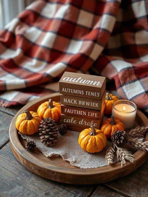 stacked signs for fall