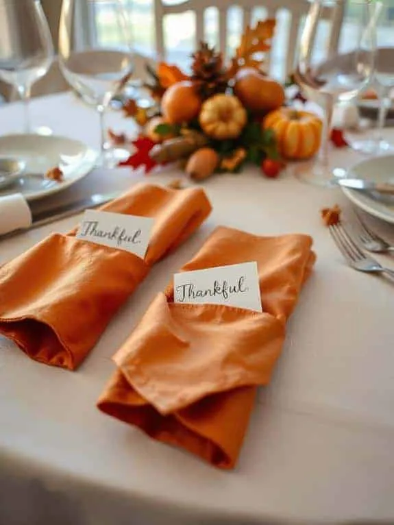 thankful note napkin fold