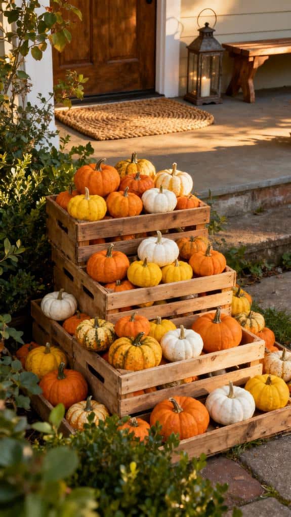 tiered pumpkin crate display