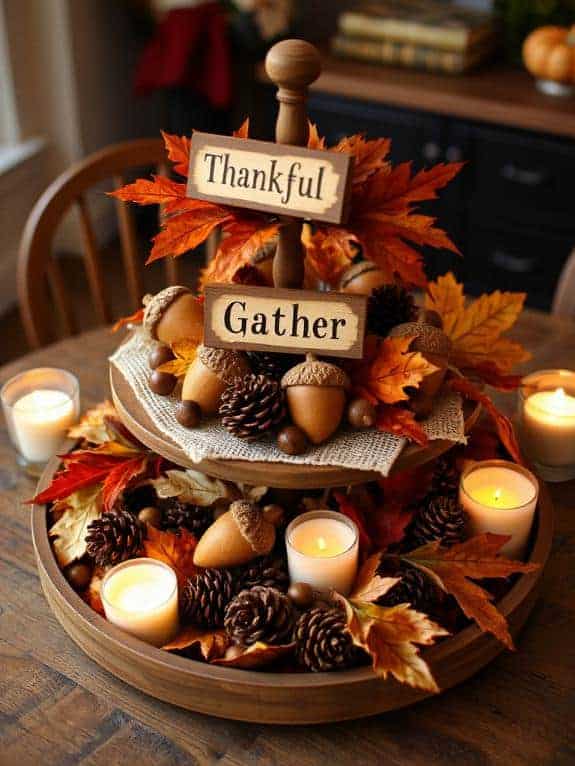 tiered tray autumn decor