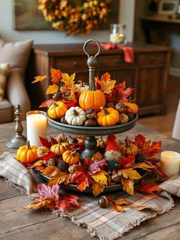 tiered tray fall decor
