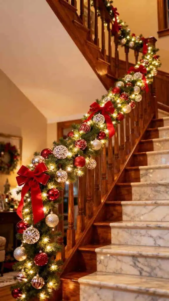 twinkling garland with ornaments