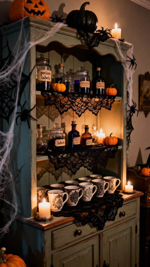 vintage halloween coffee bar