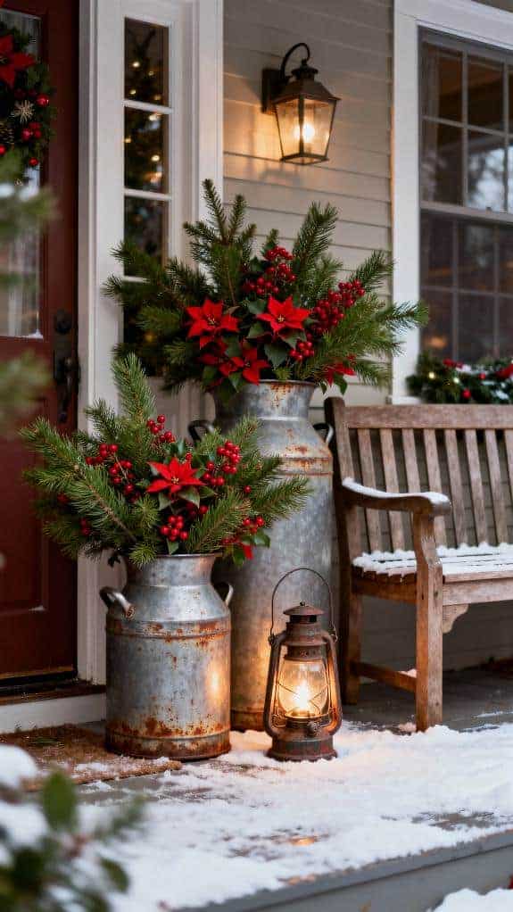 vintage milk cans display