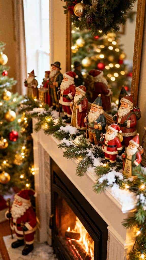 vintage santa mantel display