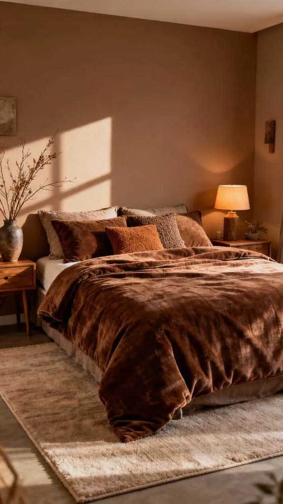 warm cozy mocha bedding