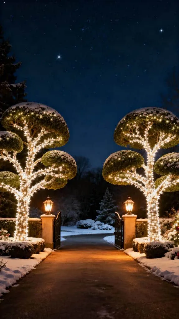 welcoming illuminated driveway decor