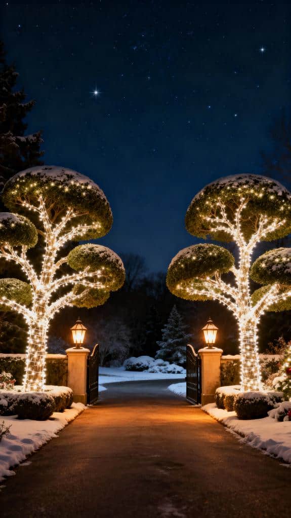 welcoming illuminated driveway decor