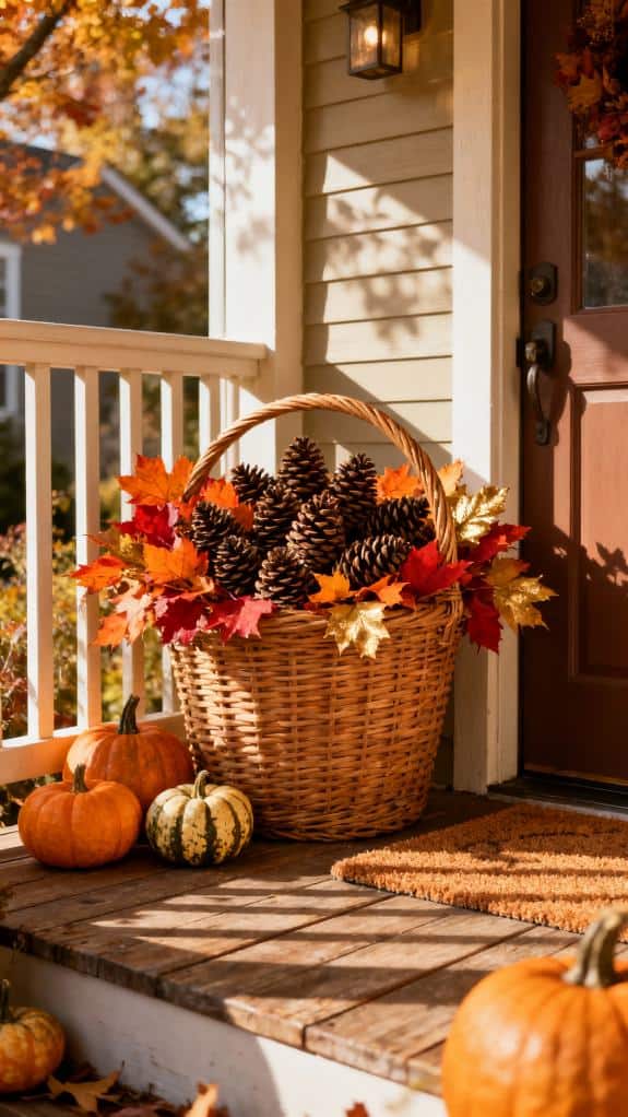 wicker basket fall decor