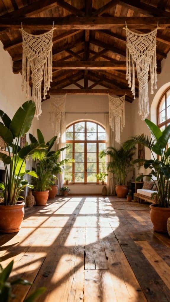 bohemian decor with greenery