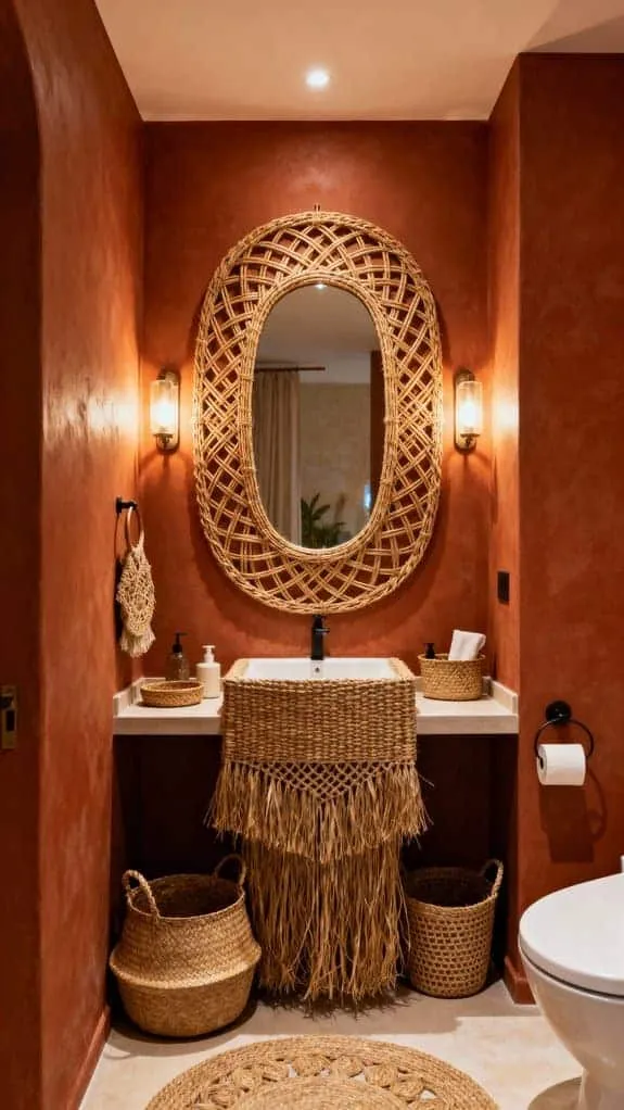 boho half bath decor