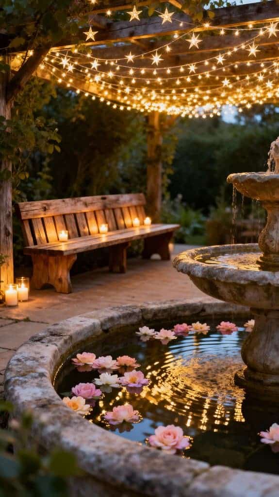 candlelit rustic flower patio
