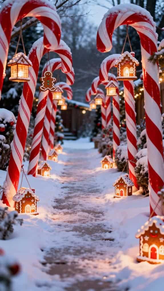 candy cane pathway lanterns