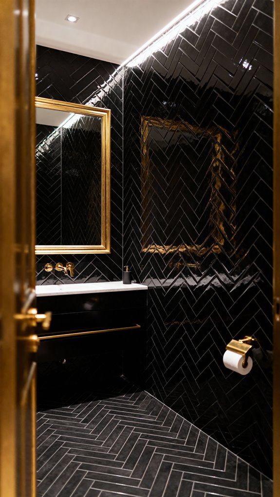 chic monochrome half bath