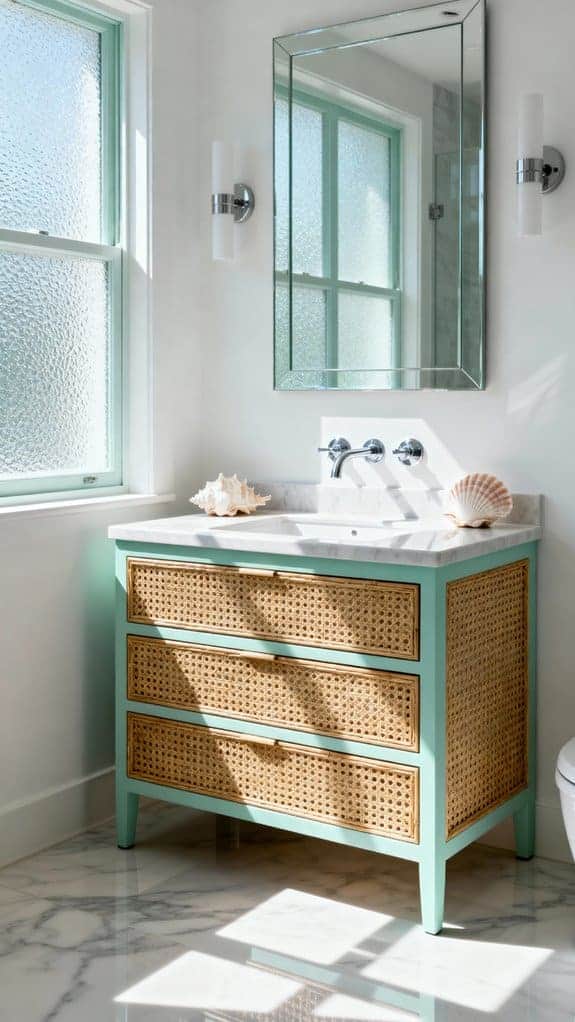 coastal rattan bathroom oasis