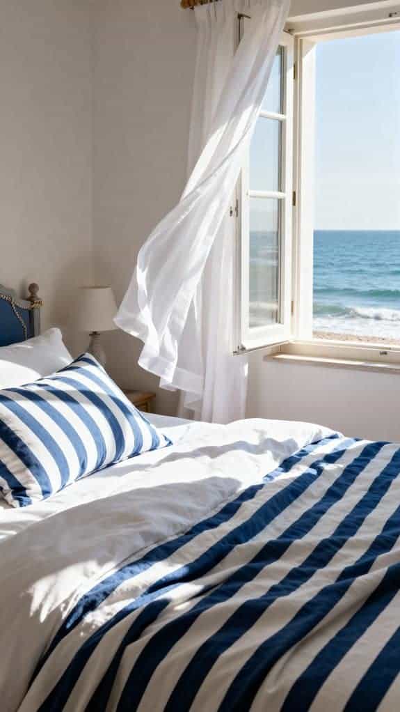 coastal themed serene bedroom decor