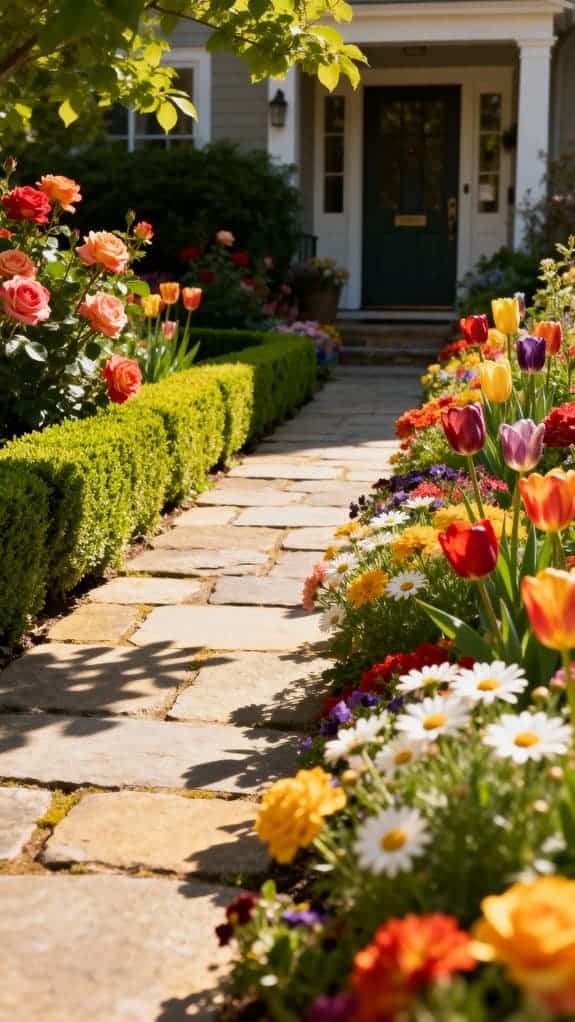colorful garden flower borders