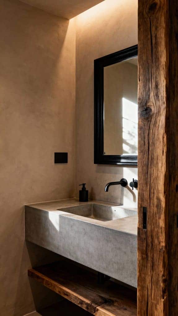 concrete vanity black mirror