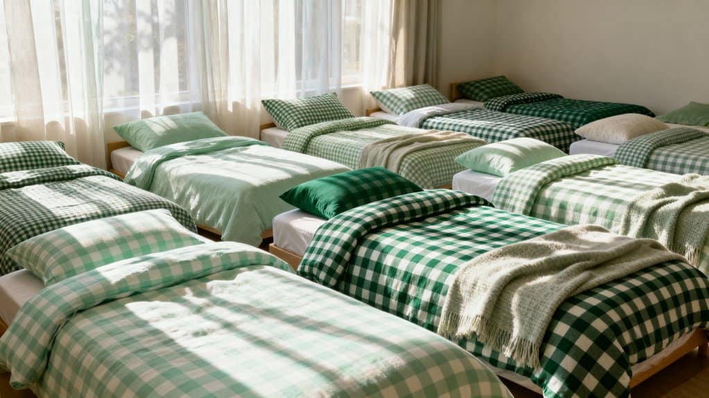 cozy green gingham bedding
