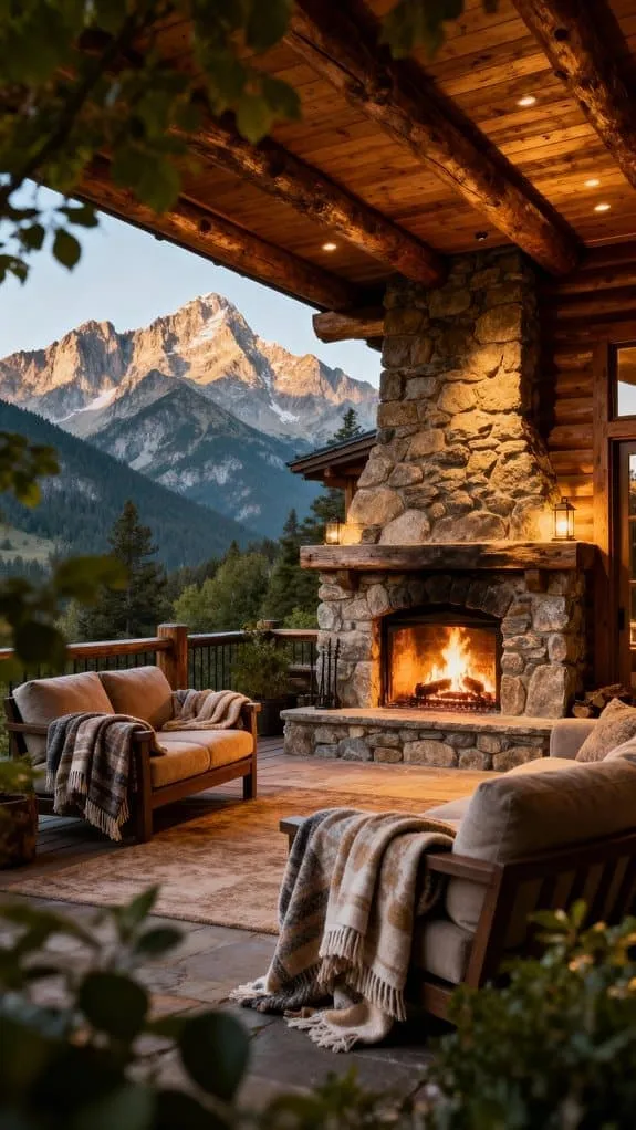 cozy mountain lodge patio