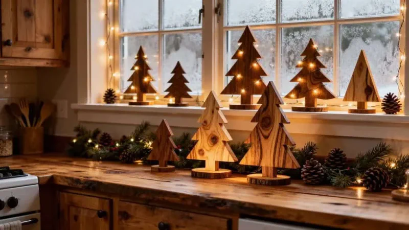 cozy wooden holiday accents