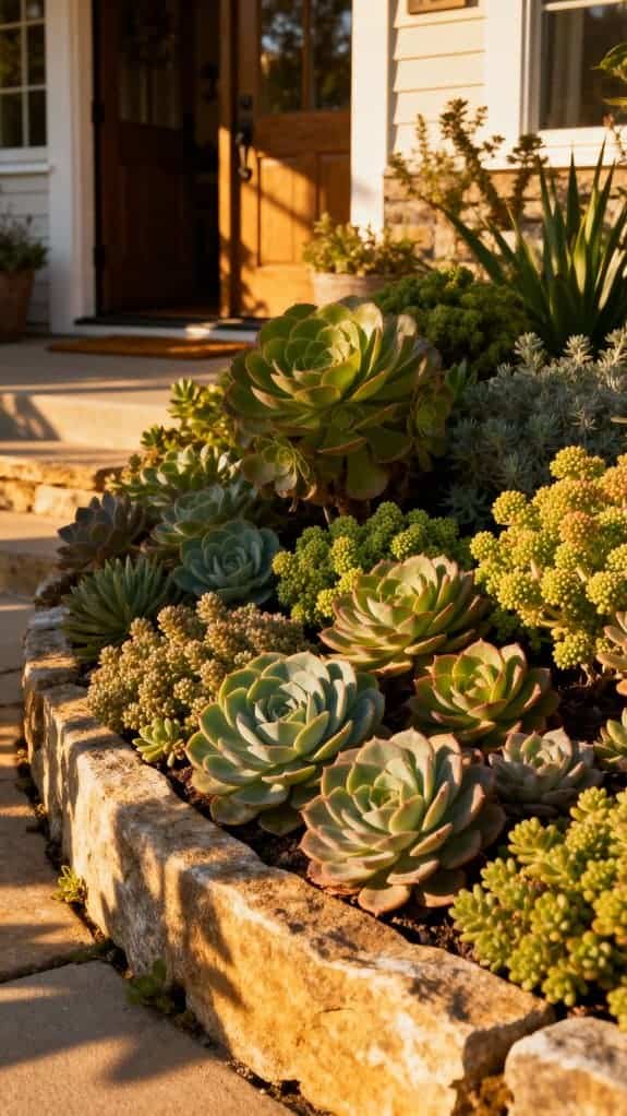 diverse succulent garden arrangement