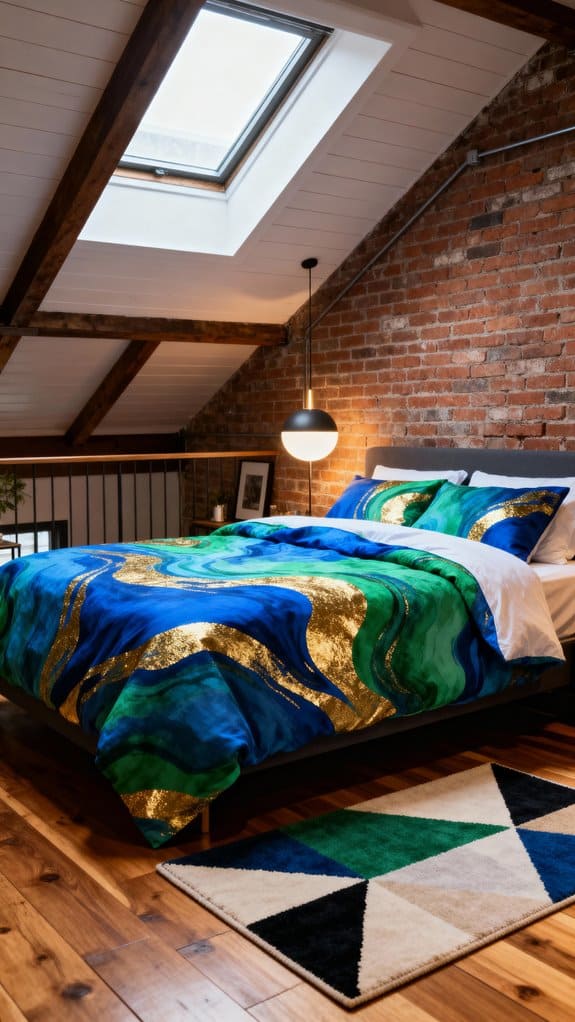 eclectic abstract bedding design