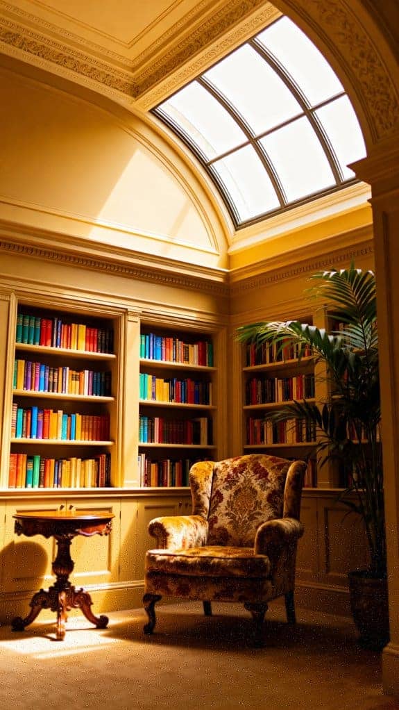 eclectic skylit reading nook
