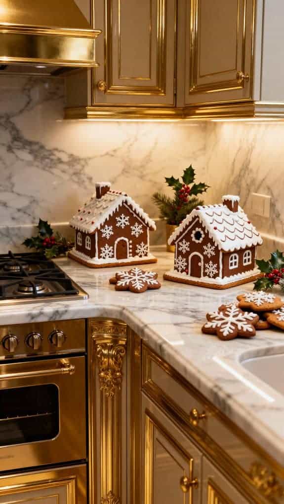 elegant gold trimmed kitchen
