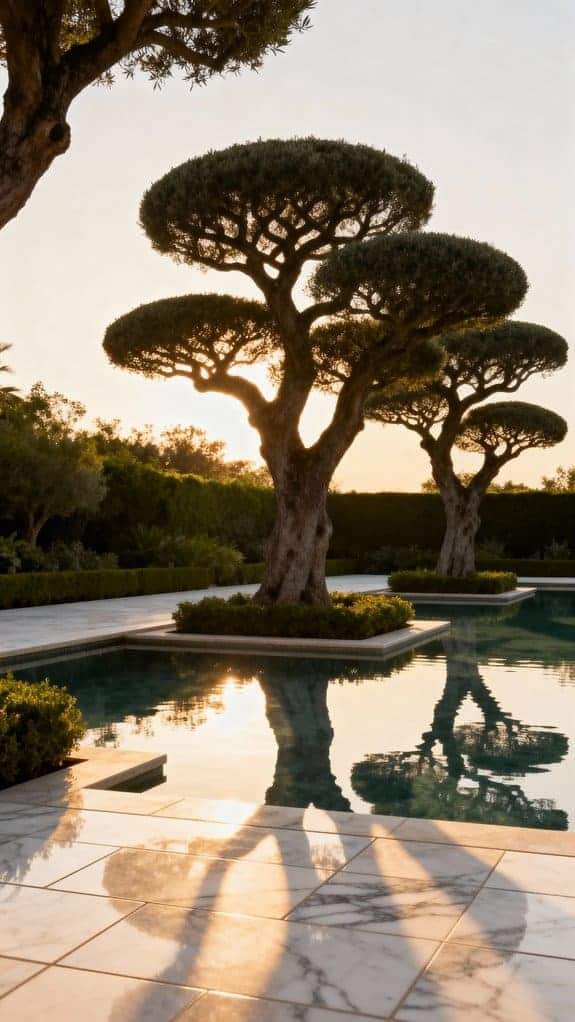 elegant marble courtyard oasis