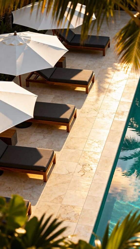 elegant travertine poolside retreat