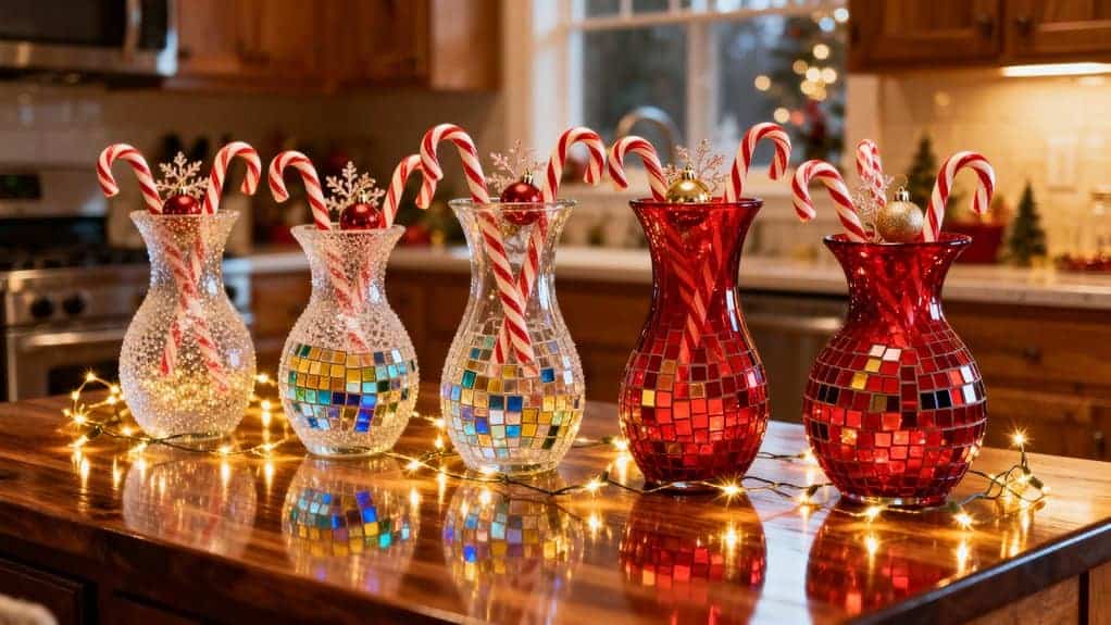 festive centerpiece with ornaments
