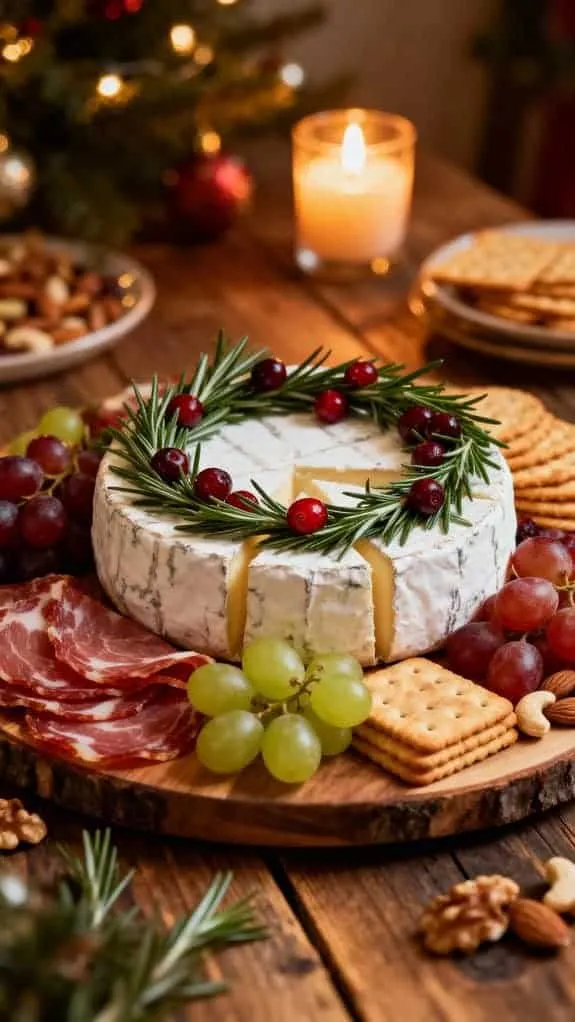 festive cheese wheel centerpiece